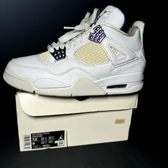 Size 7.5 - Nike Air Jordan 4 Retro Purple Metallic 2020 Men's Shoes - Picture 8 of 8
